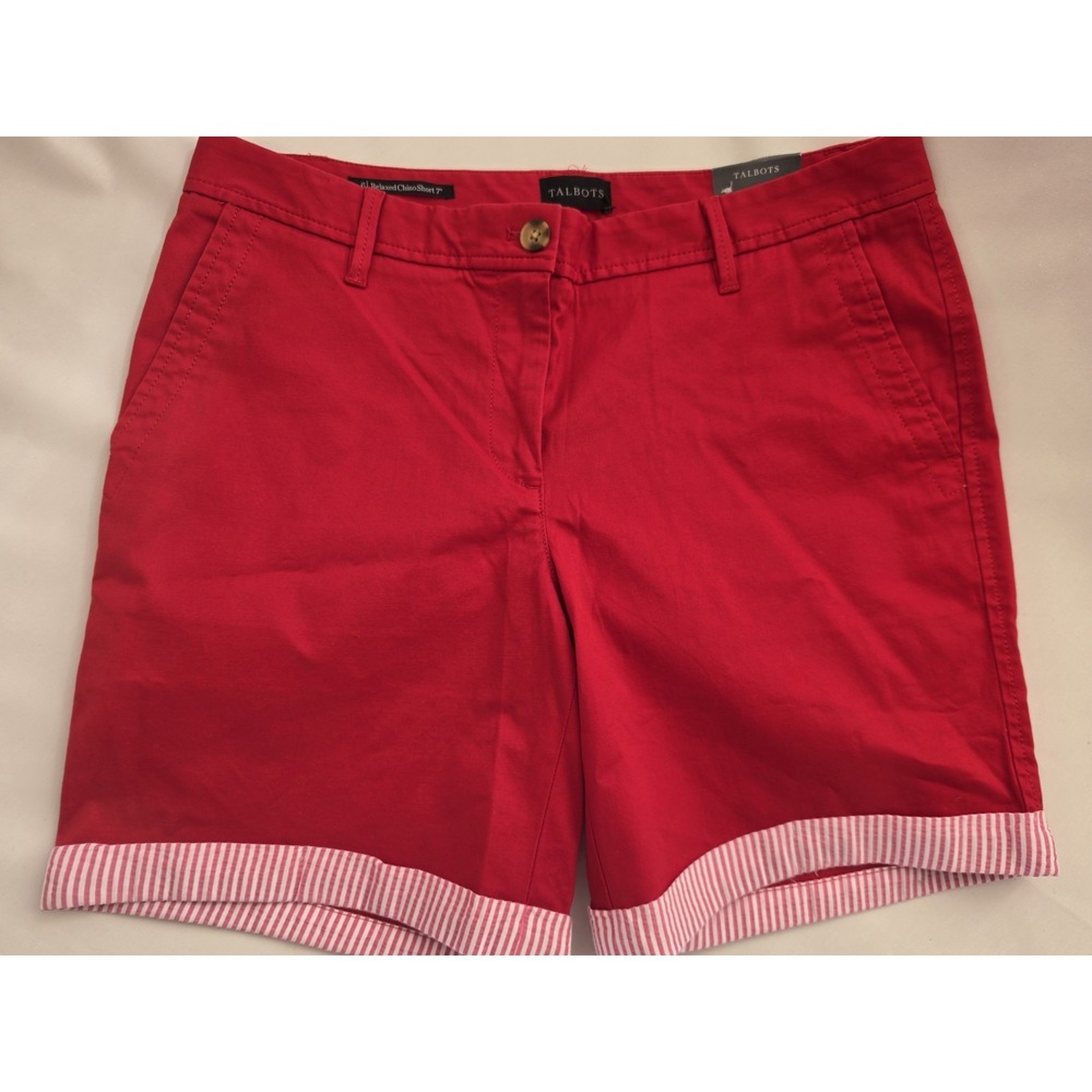 Talbots Women's Size 6 NWT Red Relaxed Chino Shorts 7" Cuffed Preppy Coastal $74